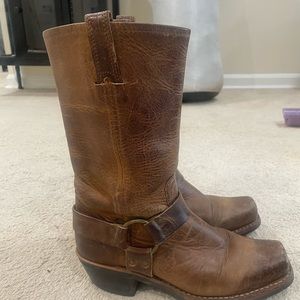 Light brown Frye harness boots. Bought second hand.